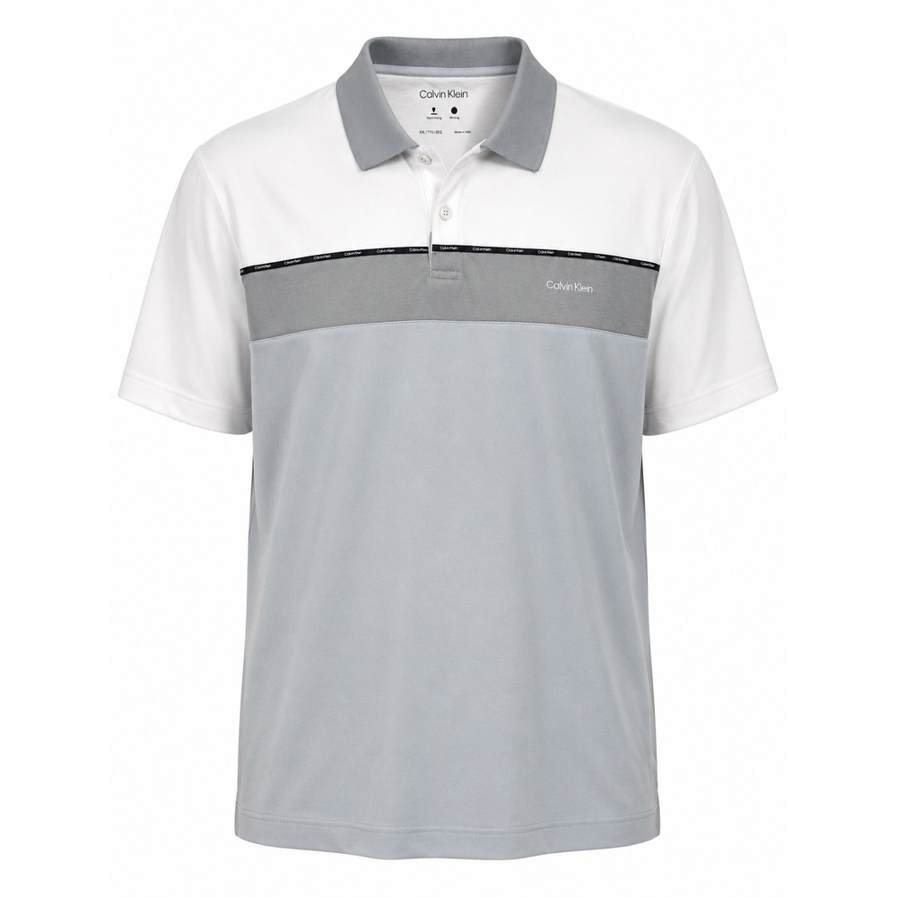 Calvin Klein Performance Polo Shirt XXL 2XL White Gray Colorblock Quick Dry